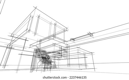 architectural sketch of a house