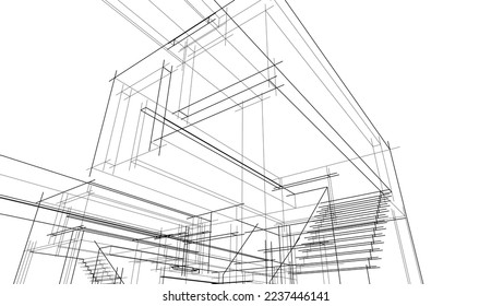 architectural sketch of a house