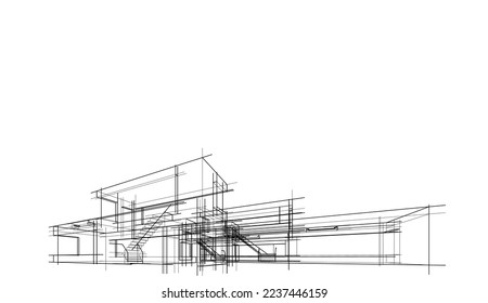 architectural sketch of a house