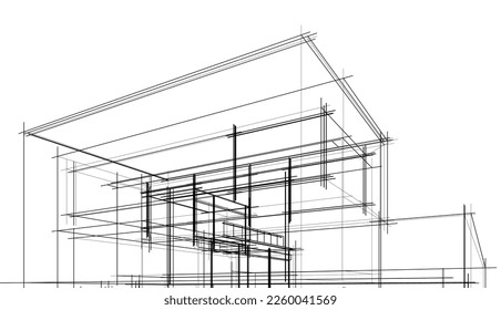Architectural sketch of a house