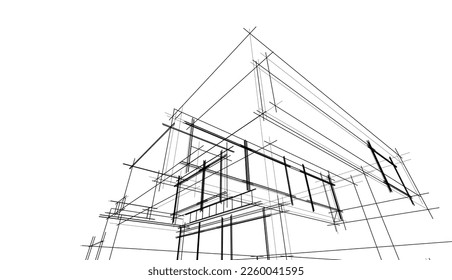 Architectural sketch of a house