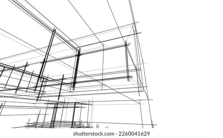 Architectural sketch of a house