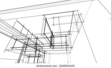 Architekturskizze eines Hauses