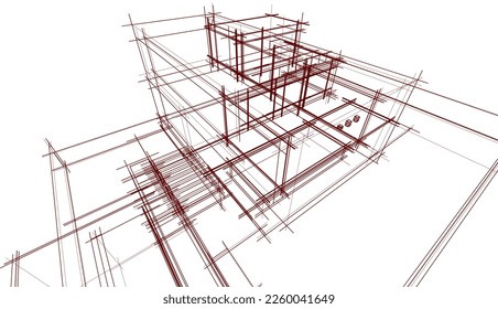 Architekturskizze eines Hauses