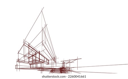 Architekturskizze eines Hauses