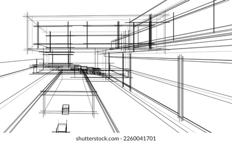 Architectural sketch of a house