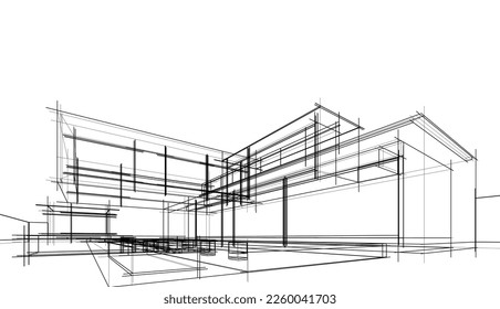 Architectural sketch of a house