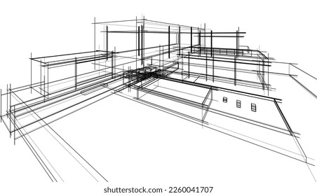 Architectural sketch of a house