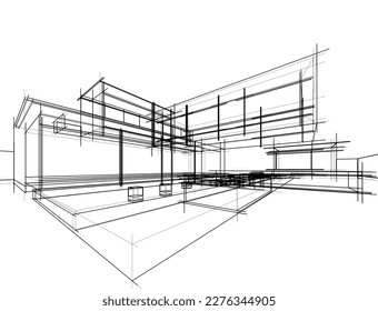 architectural sketch of a house