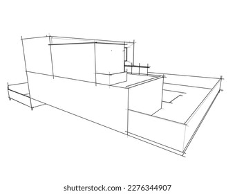 architectural sketch of a house