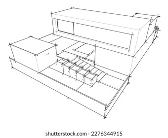 architectural sketch of a house