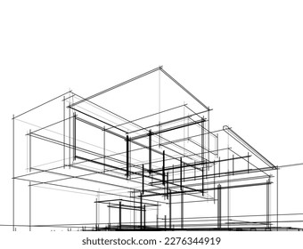 architectural sketch of a house