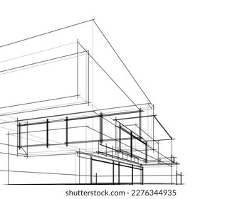 architectural sketch of a house