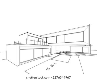 esbozo arquitectónico de una casa