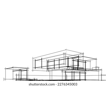 Architekturskizze eines Hauses