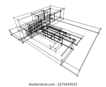 architectural sketch of a house