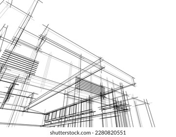 Architekturskizze eines Hauses