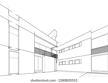 esbozo arquitectónico de una casa