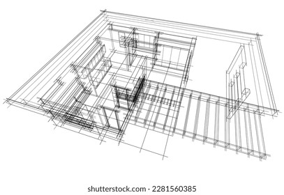 architectural sketch of a house