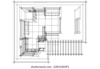 Architekturskizze eines Hauses