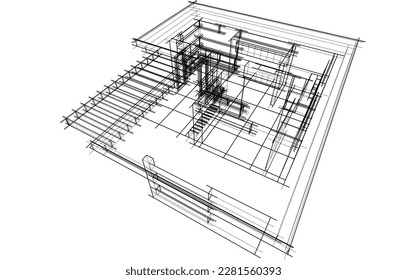 architectural sketch of a house