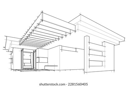 architectural sketch of a house