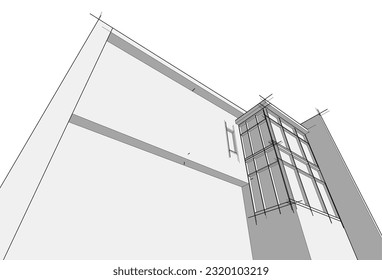 Architekturskizze eines Hauses