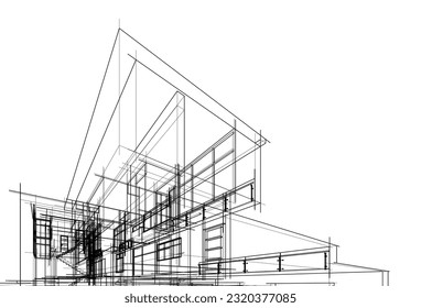 architectural sketch of a house