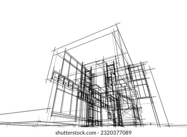 Architekturskizze eines Hauses