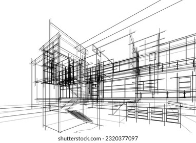 Architekturskizze eines Hauses
