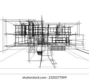 architectural sketch of a house