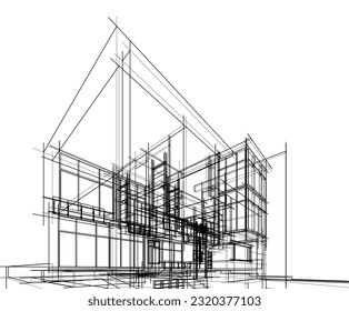 Architekturskizze eines Hauses