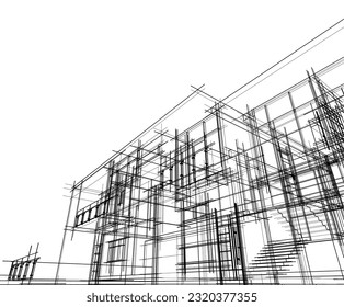 Architekturskizze eines Hauses