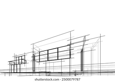 architectural sketch of a house