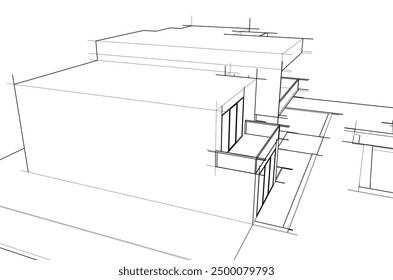 architectural sketch of a house