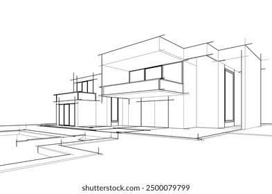 architectural sketch of a house