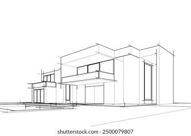 architectural sketch of a house