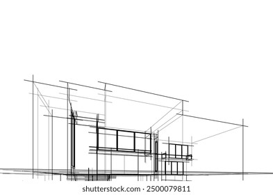 architektonische Skizze eines Hauses