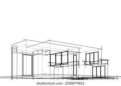 architektonische Skizze eines Hauses