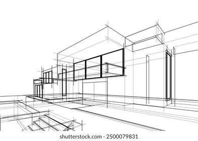 architectural sketch of a house