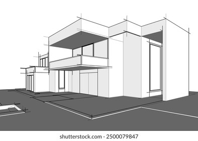 architectural sketch of a house