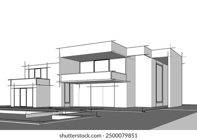 Boceto arquitectónico de una casa
