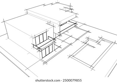 architectural sketch of a house