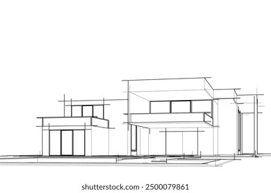 architectural sketch of a house