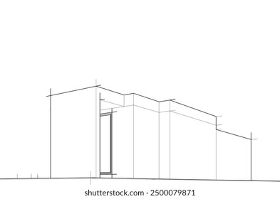 architectural sketch of a house