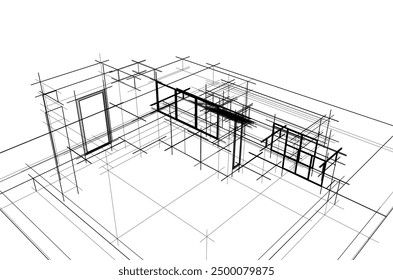 architektonische Skizze eines Hauses