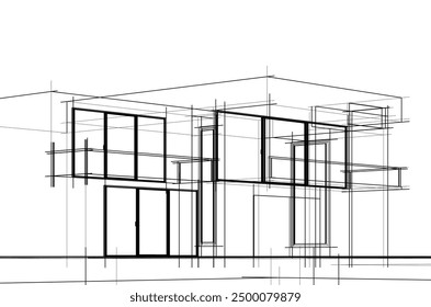 architectural sketch of a house