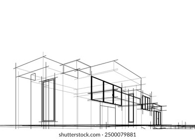 architectural sketch of a house