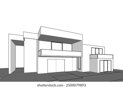 architektonische Skizze eines Hauses