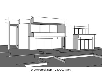 architectural sketch of a house